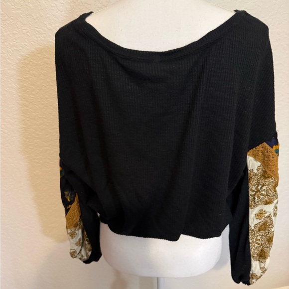 Free People Black and Tan Boho Blouse - Picture 7 of 10